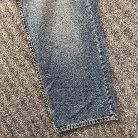 Vintage Y2K Rocket Men’s Embroidered Baggy Denim Jeans Hip Hop 36x32 - Picture 8 of 12